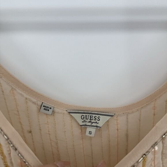 Guess Blush Beaded Sequin Tank Top Y2k Style Size Small - Picture 4 of 10